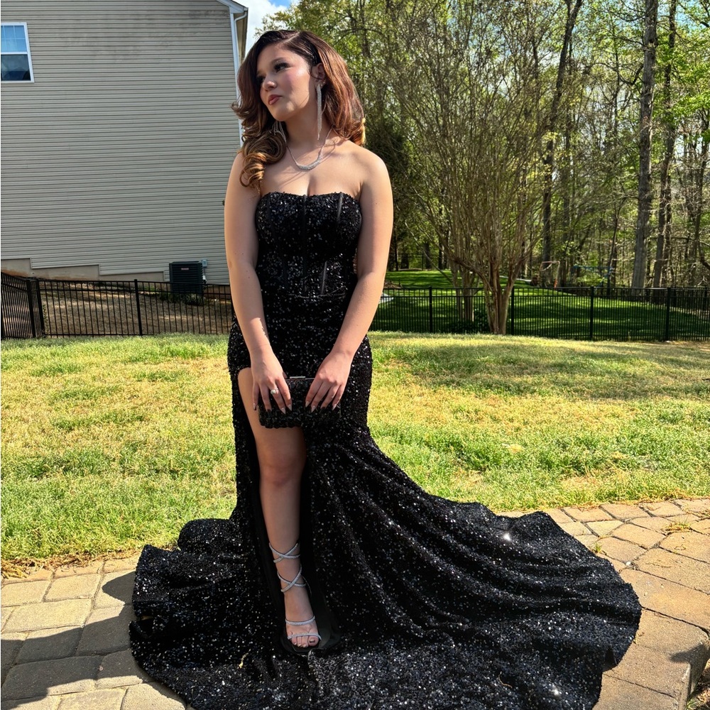 BLACK CORSET PROM DRESS